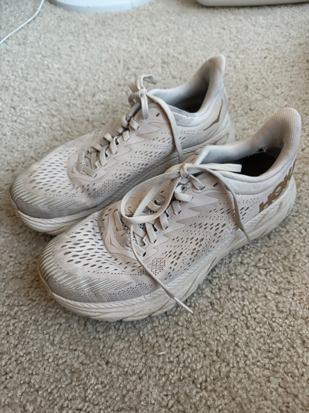 Hoka Women's Running Shoes in Light Beige